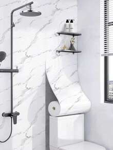 1 Roll 300cm/118.1in Marble Pattern Self-Adhesive Wall Decor Strip, Suitable For Kitchen Backsplash, Shower, Bathroom, Living Room And Floor - Multicolor - View 1