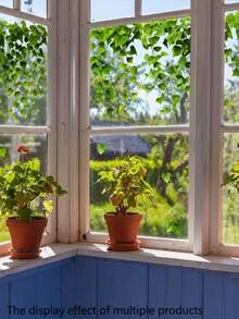 1pc 2D Maintenance-Free Artificial Green Vine, Ivy Leaves Window Top Hanging, Indoor Window Self-Adhesive Decoration - Multicolor - View 3