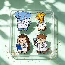 Cute Animal Doctor Pattern Enamel Brooch, Cartoon Animal Lapel Pin, Kawaii Animal Badge For Backpacks & Hats, Creative Gift For Animal Lovers - Multicolor - View 5