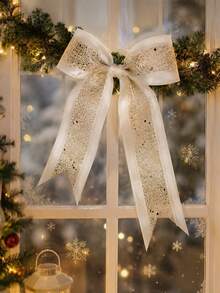 200cm White Edge Gold Sequin Metallic Ribbon, Suitable For Christmas Tree Decoration, Gift Wrapping, Wedding Bows And Wreaths, Shiny Durable Gold Glitter Polyester Handmade Ribbon, Suitable For DIY Crafts, Home Decor, Christmas Decoration, Christmas Party Supplies - Multicolor - View 8