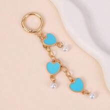 1pc Women's Ins Style Macaron Color Heart Pearl Keychain Drip Oil Heart-Shaped Chain Bag Pendant Personalized Bag Accessory Best Friend Gift - Multicolor - View 11