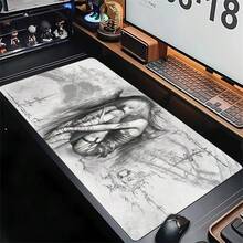وسادة ماوس جلدية بتصميم ملاك غوثي باللونين الأسود والأبيض للمكتب والألعاب ولوحات المفاتيح، غير قابلة للانزلاق، كبيرة جداً، مقاومة للماء وبقع الزيت، حصيرة مكتب جلدية - مشاهدة 2
