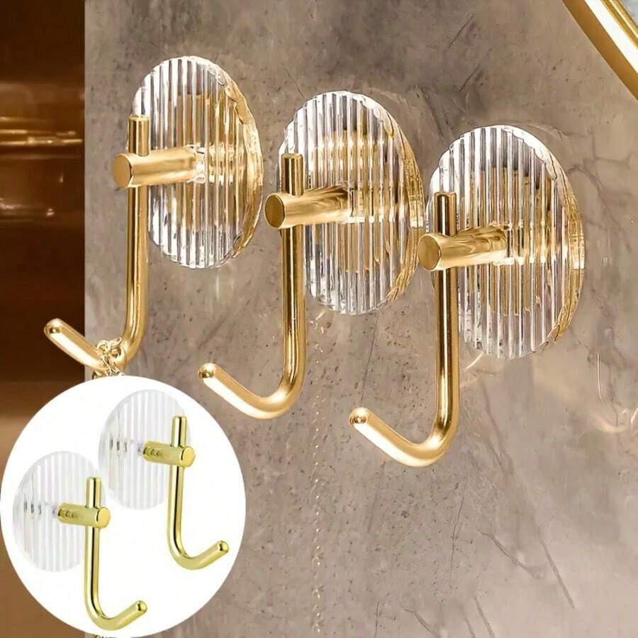 3pcs No-Drill Wall Hooks, Heavy Duty Acrylic Towel And Key Rack, Sturdy And Stylish, Suitable For Towels, Coats And Keys, Perfect For Bathroom, Kitchen, Bedroom And College Dorm
