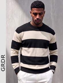 GRDR Men's Casual Crew Neck Long Sleeve Knit Sweater, Autumn/Winter - Apricot - View 3