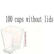 100/50/30/25/10/5pcs European Minimalist Square Mousse Cups, Square Transparent Cup Body With Clean Lines, High-Transparency Material Clearly Displays Rich Dessert Layers. Suitable For Pudding, Fruit Desserts, Yogurt Snacks, Perfect For Dessert Shops, Home Afternoon Tea, Themed Cold Buffet Parties, Creating Exquisite And Eye-Catching Food Presentation Effects. - Clear - View 20