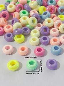 50Pcs Acrylic Colorful Abacus Beads Large Hole Wheel Beads Suitable For DIY Bracelets Keychains Necklaces Stationery Pens Holiday Decorations Abacus Beads Tassel Dreamcatcher Making Hanging Rope Beads - Multicolor - View 2