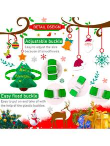 3/10Pcs Christmas Cartoon Pet Bow Ties, Santa, Reindeer & X‑Mas Tree Fabric Collar Decor, Adjustable Elastic Straps, Universal For Small‑Medium Dogs & Cats, Pet Photoshoot Props For Party, Festive Gifts To Make Pets Happy For Birthday & Christmas - Multicolor - View 3