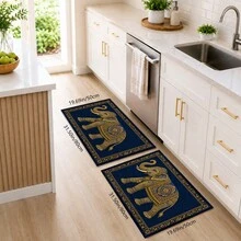 1pc Elephant Pattern Printed Faux Cashmere Kitchen Mat, Absorbent Kitchen Floor Mat, Kitchen Rug, Long Runner Mat, Sink Front Mat, Suitable For Kitchen, Bathroom, Entryway, Hallway, Laundry Room And Home Decor - Multicolor - View 15