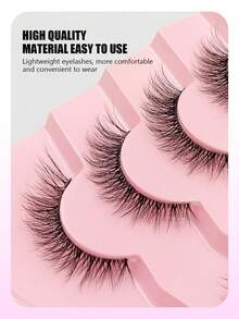 Asiteo 7 Pairs Clear Stem Cat Eye False Eyelashes, Natural Look, Reusable, Lightweight Soft Curly Strip Lashes, Suitable For Women's Daily, Nightclub, Commute Wear - Black - View 6