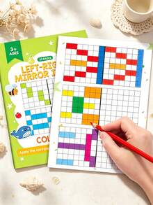 Symmetry Grid Copy Drawing Workbook,Left‑Right Mirror Image Coloring Book For Kids, Draw The Other Half, Preschool Educational Activity Book, 32 Pages, Ages 3+, Kids Art Practice Learning Toy Gift - Multicolor - View 6