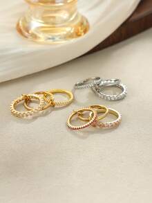 1pc Luxury Fashion 18K Gold Diamond Ring, Waterproof Non-Fading Stainless Steel Multi-Layer Ring, Suitable For Daily And Party Wear, Holiday Gift - Ring - View 2