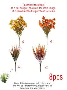 8pcs/4pcs/1pc - Autumn Artificial Flower Bouquet, Autumn Floral Decoration, Outdoor Artificial Hanging Basket Flower Arrangement, Halloween Decorative Flowers, Indoor Decorative Bouquet, UV Resistant And Fade-Resistant Autumn Plant Appearance Realistic, Thanksgiving Harvest Vase Centerpiece Decoration, Thanksgiving Harvest Decoration, Room Decoration, Farmhouse Autumn Table Centerpiece Decoration - Multicolor - View 13