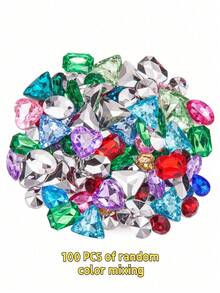 Mixed Acrylic Rhinestones 50/100/200pcs/Bag Round Heart Teardrop Octagon Oval Decor Clothes Bags Gift Christmas Easter Valentine Thanksgiving - Multicolor - View 9