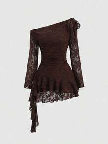 Women Short Dresses - Coffee - View 3