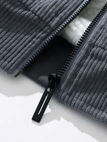 Men's Autumn/Winter Fashion Casual Corduroy Jacket, Minimalist Versatile Stylish Men's Jacket Coat, Suitable For Daily Commute And Vacation - Grey - View 10