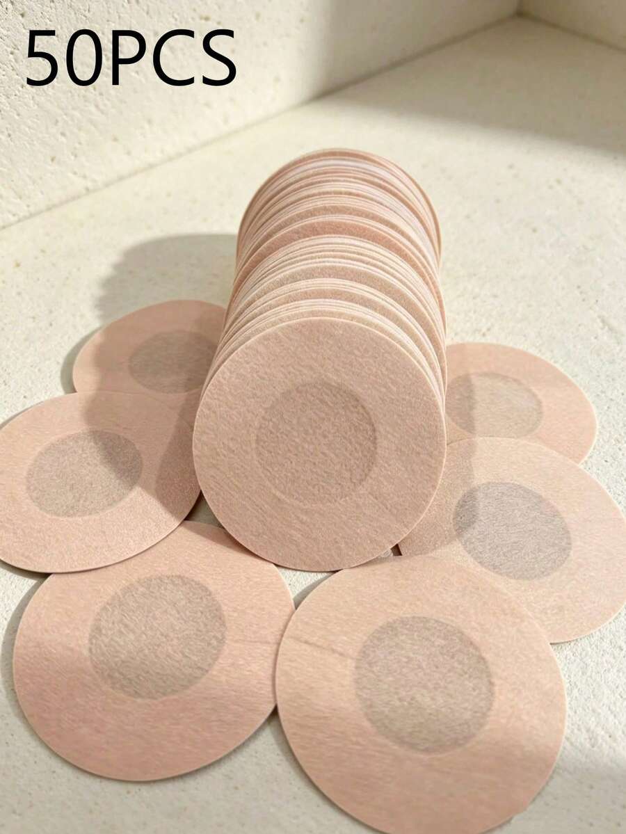 Kemasan Isi 50 Buah Penutup Puting Tak Terlihat, Penutup Puting Sekali Pakai, Penutup Puting Non-Woven, Plester Payudara - Khaki - View 1