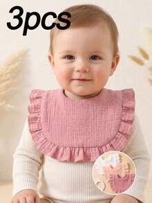 3PCS Girls Autumn Cute Candy Color Baby Bibs, Soft Skin-Friendly Princess Baby Bibs Drool Cloth Set, Suitable For Daily Use In All Seasons - Multicolor - View 3
