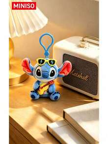 Stitch Guitar Bag Charm Keychain By MINISO, Cute Character With Fashion Glasses, For Handbag Tote Backpack, Birthday Christmas Gift - Stitch Guitar Plush Bag Charm - View 4