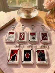 1pc/7Pcs Halloween Six Of Crows Complete Set Acrylic Keychains, Grishaverse Novel Character Pendants, Crow Gang Book Fan Backpack Charms Collection Gift High Transparency Material, Suitable For Phone, Kindle, Bag, Keychain Decoration. - Multicolor - View 1