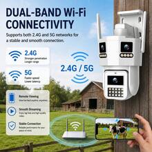 JOOAN 3MP Triple Lens Outdoor PTZ Security Camera CAM720 APP 5G WiFi Bluetooth AP Connection Electronic Zoom Human Detection Auto Tracking Full Color Night Vision Supports SD Card Cloud Storage Equipped With Network Port - Black and White - View 8