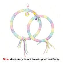 1pc Rainbow Gradient Parrot Swing, Star Pendant Tassel Design, Chewable Climbing Perch Bird Toy, Suitable For Budgies, Small Parrots And Other Birds, Suitable For Cage Play - View 5