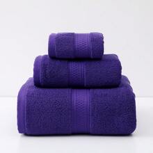 1件浴巾/手巾/洗臉巾 & 3件套組（洗臉巾 13.38 X 13.38 英吋 + 手巾 15.7 X 27.5 英吋 + 浴巾 29.5 X 57 英吋）特長梳理緞面飾邊 加厚吸水 柔軟親膚 成人用 家用 洗臉 洗澡 手巾 洗臉巾 不掉毛 適合旅行、飯店、健身房、SPA、游泳、臉部與身體擦拭 家庭裝 返校季 - 紫色 - 查看 11
