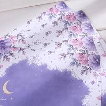 8 Pcs/Set (4 Envelopes + 4 Letter Papers) Dreamy Purple Floral Butterfly Envelope Letter Paper Set, Starry Moon Design Aesthetic Writing Stationery Scrapbook Craft Paper, Decorative Invitation Kit For Students Office School Party Supplies - Purple Moon Blossoms - View 9