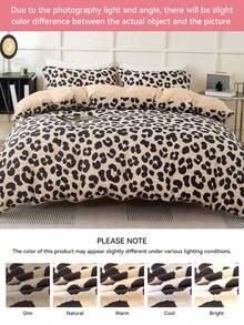 3pcs Leopard Print Bedding Set, Soft & Skin-Friendly Bed Linens Set, Includes 1 Duvet Cover & 2 Pillow Shams - Multicolor - View 6