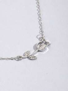 Fashionable Tulip Necklace For Women, Delicate And Versatile Collarbone Chain, Unique Personalized High-End Girlfriend Pendant - Silver - View 6