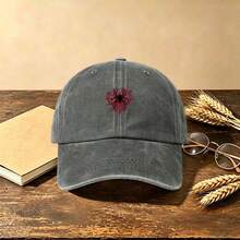 1pc Spider Web Embroidered Washed Baseball Cap Vintage Distressed Soft Crown Adjustable Casual Sun Hat For Men Women - Multicolor - View 2