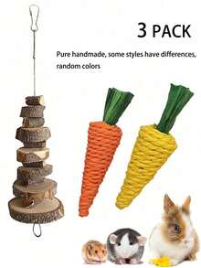 Happy Little Pet Rabbit Small Animal Chew Toy Grinding Toy, Small Pet Toy, 3pcs/6pcs/8pcs/13pcs Small Animal Grinding Gift - Multicolor - View 4