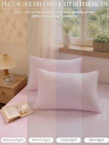 2pcs Pink Super Soft Solid Color Pillowcases, Lightweight And Breathable, Envelope Closure, Solid Color Bed Pillowcases, Suitable For Bedroom, Dorm, Back To School Season And Other Occasions. - Pink - View 5