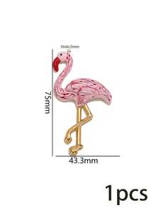 1 Pc 304 Stainless Steel Enamel Animal Pendants, Colorful Flamingo & Zebra Charms, Cute Wild Animal DIY Accessories Necklace Bracelet Making - Multicolor - View 9
