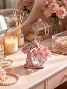 2D Flat Pink Vertical Blender Flower Keychain, Vintage Bird & Flower Print Blender Pendant. Baking Gift, Cooking Enthusiast Souvenir, Car Key, Backpack, Wallet, Handbag, Purse Charm, Gift For Baker, Cooking Enthusiast, Pastry Chef, Florist, Suitable Birthday Gift, Halloween, Christmas - Multicolor - View 4