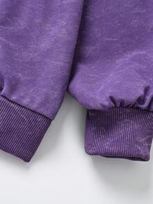 1pc Boys' Round Neck Long Sleeve Sweatshirt, Cartoon Rabbit Print, Playful Design, Comfortable Autumn/Winter New Style Boys' Top - Purple - View 6