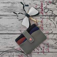 1pc Multi-Color PU Card Holder With Silicone Beaded Wrist Strap, Tassel Pendant, Snap Button Multi-Card Slots And Zipper Side Pocket, Functions As ID Card Holder And Coin Purse, Can Be Used As Wrist Keychain And Bag Charm, Portable Storage For Cards And Coins, Multiple Style Color Options To Match Daily Outfits - Multicolor - View 17