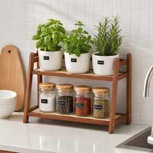 1pc Home Use Chinese Style Bamboo Flower Stand, Floor-Standing Minimalist Storage Rack, Multi-Layer Shelf, Suitable For Green Plant Display And Arrangement - View 1