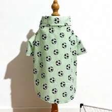 LUCKIE PAL 1pc World Cup Football Print Dog Pajamas, Casual Fashionable Pet Shirt With Buttons, Suitable For Cats And Dogs Indoor And Outdoor - Green - View 11