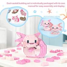 4-In-1 Salamander Model Building Blocks Set, Creative Desktop Decoration, Micro Particle Building Blocks Toy, 1264PCS Building Blocks Gift Box, Brick Assembly Toy, New Year Gift/Christmas Gift/Holiday Gift - Pink - View 4