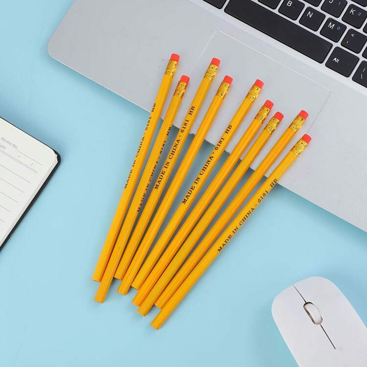 20/40 buah Pensil HB Kuning dengan Penghapus, Cocok untuk Pelajar, Ideal untuk Pekerjaan Rumah, Menggambar, dan Penggunaan Kantor, Menulis dengan Halus - Kuning - View 4