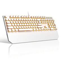MageGee - STORM Punk Wired Mechanical Keyboard, 104 Tombol, Saklar Biru, Tutup Tombol Bulat Retro dengan Sandaran Pergelangan Tangan Magnetik, Anti-Ghosting, Lampu Latar Warna Solid/Pelangi yang Dapat Diatur, Tersedia Berbagai Warna, Cocok untuk PC/Laptop/Rumah/Gaming/Hadiah - View 18