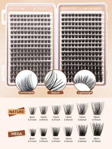 CMAYOME 200/384pcs Individual Curl Eyelash Extension Kit, D Curl 10-16mm Mixed Style, DIY Eyelash Extension Set Includes Natural, Delicate, Voluminous, Long-Lasting Lashes, Glue, Sealer And Tweezers, Suitable For Beginners Daily, Party, Music Festival Use - Multicolor - View 10