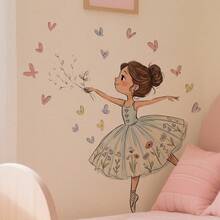 1pc 2D Pink Ballet Dancer Tulle Dress On Pointe Bedroom Self-Adhesive Removable Wall Sticker - Multicolor - View 6