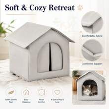 Enclosed Cat House Warm Cat Cave Bed Indoor Kitten Private Resting Nest Foldable S/M/L - one-size - View 5
