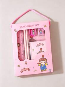 Stationery Gift Set Includes Notebook, Pencil, Ruler, Pencil Sharpener, Eraser And Other Complete Learning Supplies, Meeting Students' Daily Writing And Drawing Needs. 4 Cute Cartoon IP Designs (Astronaut / Rabbit / Duck / Dinosaur), Combining Aesthetics And Practicality, With Portable Gift Box Packaging For Easy Carrying. Perfect For Birthday, Party Gifts, School Rewards And Daily Use. Cute Design, Lightweight Material, Smooth Touch - Multicolor - View 14