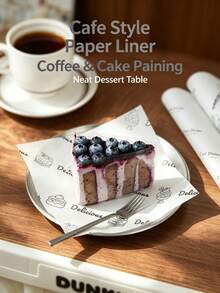 200pcs Printed Food Wrapping Paper Sheets, Grease‑Resistant Baking Paper, Cute Dessert Pattern Liner For Pastry, Sandwich, Fried Food, Bakery Cafe, Kitchen Daily Food Serving & Display[100/50/1pc] - Multicolor - View 6