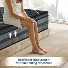Matelas 140x190 cm, Épaisseur 30 cm, Matelas Hybride 7 Zones Ressorts Ensachés & Mousse Mémoire, Régulation de la Température, Construction Robuste, Élasticité Agréable - Noir - Voir 7