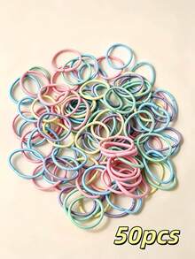 50pcs Women's Hair Ties, 2cm Hair Bands, Rubber Bands, Elastic Hair Ropes, Small Rubber Bands Decoration, Daily Commute - Multicolor - View 5