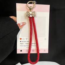 Fashionable Exquisite Full Rhinestone Butterfly Short Outdoor Portable Pendant Butterfly Full Rhinestone Ring Women's Delicate High-End Niche Pendant Accessory Outdoor Travel Hiking Commute Handbag Strap Phone Case Phone Cover Small Pendant Rope Rhinestone Shiny Inlaid Diamond High-End Wrist Pendant Phone Chain Phone Lanyard - Multicolor - View 7