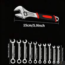 UNISURE 11pcs Universal Wrench Tool Set, 10pcs Metric Double-Ended Wrenches 4-11mm + 6" Adjustable Wrench, High Carbon Steel Material, Simple Silver Open/Box End And Adjustable Jaw Details, Multi-Function Wrench Tool Set For Tightening Bolts, Suitable For Bicycle Repair, Furniture Assembly And Father's Day Gift - 10-piece Double-ended Wrench Set + 1 Adjustable Wrench - View 3